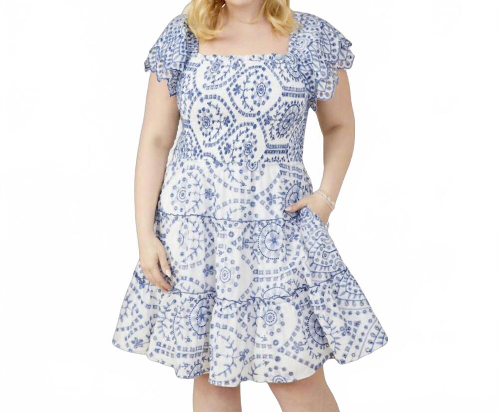 NEW HAYDEN LA going coastal ruffle dress - plus in blue